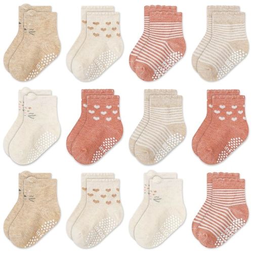 Organic Cotton GOTS Certified Infant Socks 12 Pair - 0-6 Months – Soft and Comfortable Infant Socks 0-6 Months, Premium Boys Cotton Socks, Gift for Newborn Boys