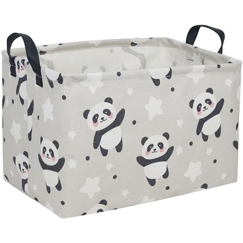 DDBASKET Kids Basket Panda Storage Bins for Girls Rectangular Baby Gift Baskets Cute Toy Storage Bin Box Organizer Book Shelf Basket Sports Balls Room Decor(Panda)