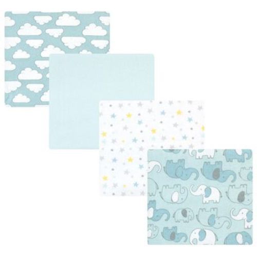 Hudson Baby Infant Boy Cotton Flannel Receiving Blankets, Boy New Elephant, One Size