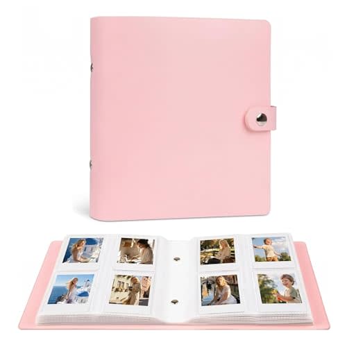 Ruibytree 320 Pockets Album for Instax Mini & Polaroid 2x3" Pictures, Pink | Gift-Ready Packaging, PU Leather Cover, Acid-Free Pages, Side-Loading Clear Pockets, Durable Binding, Easy Photo Viewing