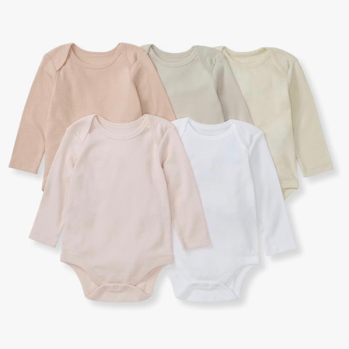 Burt's Bees Baby Bodysuits, Short Sleeve and Long Sleeve One-Pieces, 100% Organic Cotton, Pack of 5