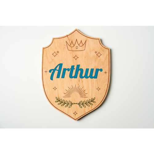 Personalized Royal Name Sign | Custom Shield Nursery Plaque | Wooden Knight Theme Wall Art