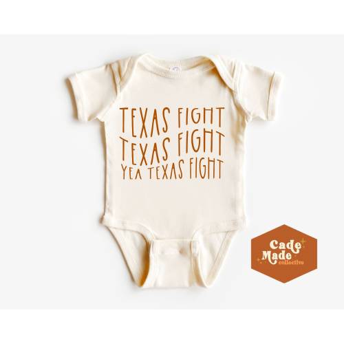 Baby Onesie® Bodysuit - Texas Longhorns Football Texas Fight Baby Gift - Snap Natural Cotton Baby Outfit Jumper