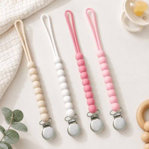 Silicone Pacifier Clip, Paci Binky Holder 4 Pack