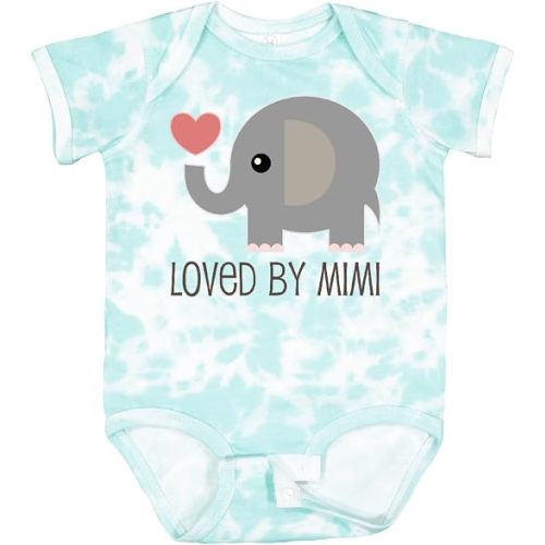 inktastic Loved By My Mimi Grandchild Baby Bodysuit- Green Tie-dye