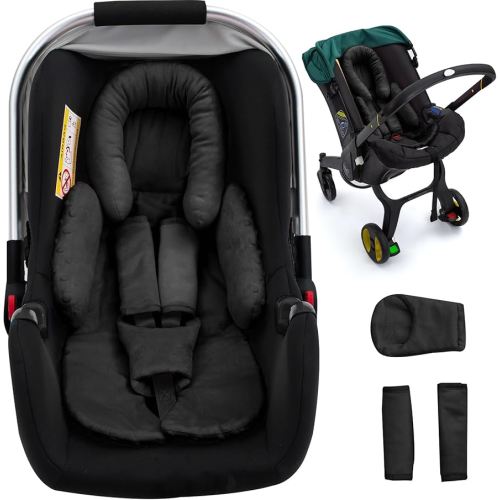 Newborn Car Seat Head Support with 3 Shoulder Covers Set, 2-in-1 Reversible Infant Car Seat Insert, Thickened Car Seat Cushion for Baby, Carseat Head Support for Preemie to Infant