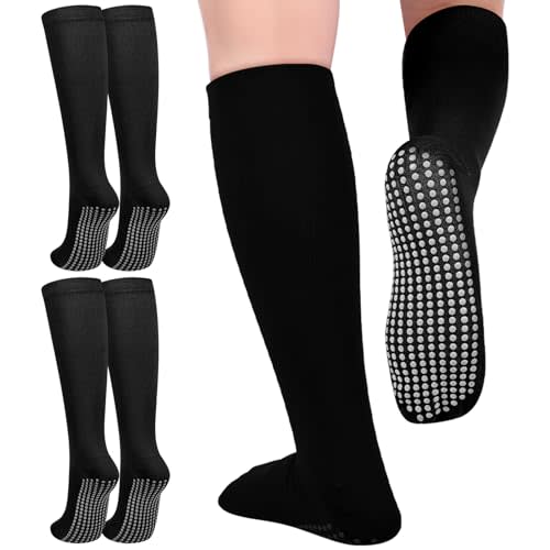 3 Pair Non Slip Compression Socks for Women Men 20-30mmhg Graduated Compression Socks with Grips for Nurse Pregnancy