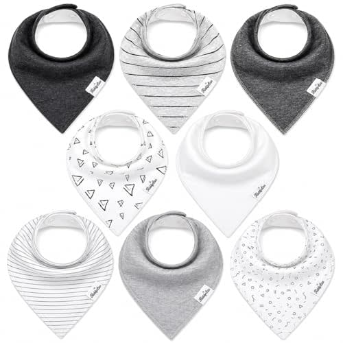 KiddyStar Organic Cotton Baby Drool Bibs | Soft, Adjustable, Absorbent, Unisex Teething Bandana Bibs for Babies