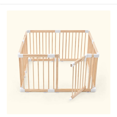 HARPPA Wooden Baby Gate Playpen | Non-Toxic Foldable DIY Adjustable Play Yard for Infants & Toddlers – Natural Finish Baby Fence for Small & Large Spaces