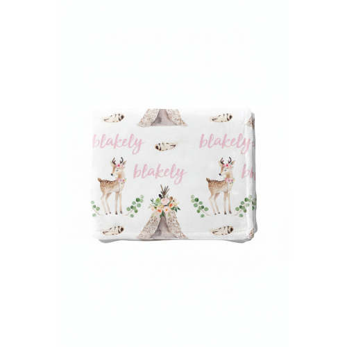 Blakely's Boho Deer Personalized Toddler Blanket