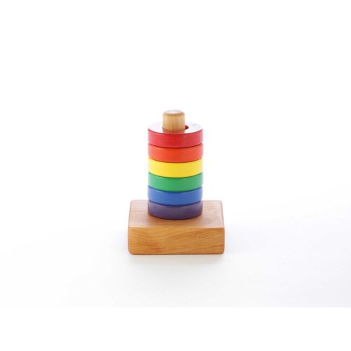 Wooden Ring Stacking Toy - Stocking Stuffer for Babies - Wooden Baby Toy - Baby Shower Gift - Rainbow Stacker Toy