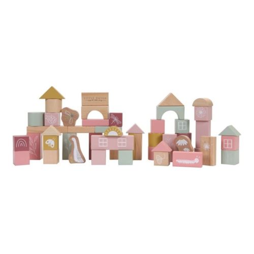 Little Dutch Wooden Building Blocks in Pink / Wild Flowers