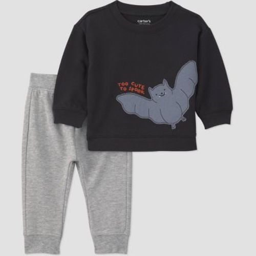 Carter's Just One You® Baby Boys' 2pc Bat Sweatshirt and Sweatpants Set - Black/Gray Newborn