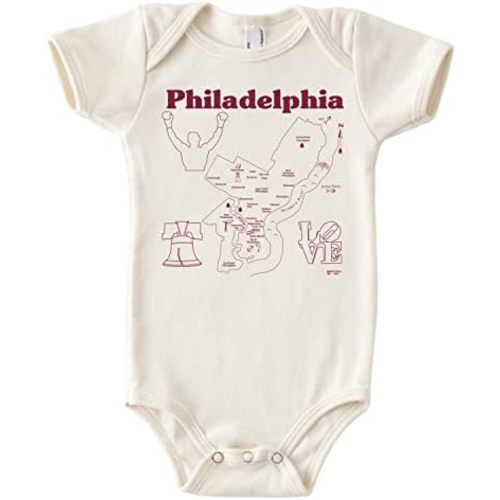 MAPTOTE Map One Piece-Unisex Baby Organic Cotton Short Sleeve Bodysuits-Various Sizes 3-18 Months-City Specific-Made in USA