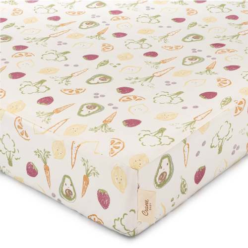Clementine Fruits & Veggies Cotton Fitted Crib Sheet