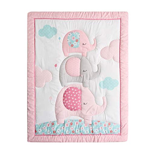 1 PC Pink Elephant Nursery Crib Quilt Baby Girl Crib Bed Cover Blanket Baby Gift Idea (Elephant)