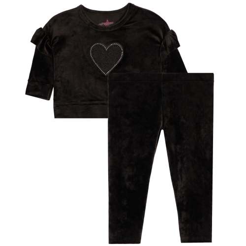 2pc Drop Shoulder Velour Heart Legging Set (3-6 months)