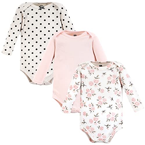 Hudson Baby baby-girls Cotton Long-sleeve Bodysuits 3-pack