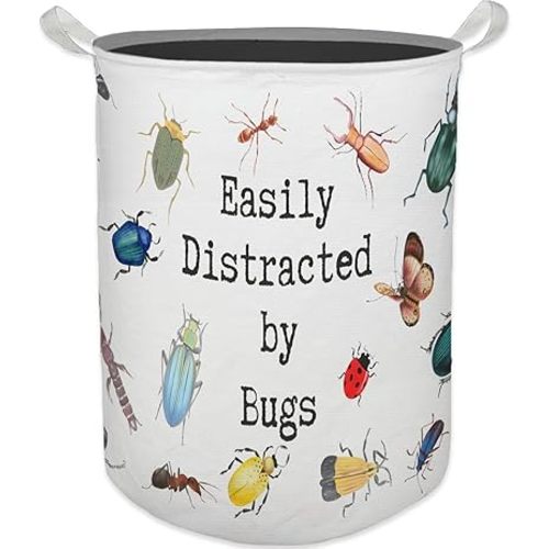 Bug Insect Gifts Laundry Basket, Toybox for Boys Girls, Easily Distracted by Bugs Laundry Basket Hamper Waterproof Collapsible Clothes Toys Storage Bin Organizer for Bedroom Bathroom Kids Room