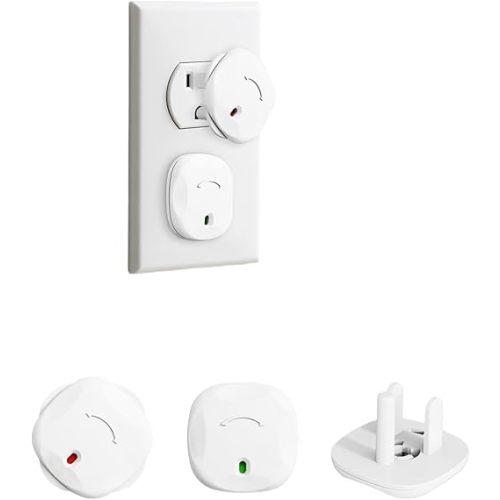 60 Pack Baby-Resistant Outlet Covers – Rotating Safety Plug Covers for US 3-Prong Electrical Outlets, Toddler & Baby Proofing Protection, Easy One-Hand Removal, White