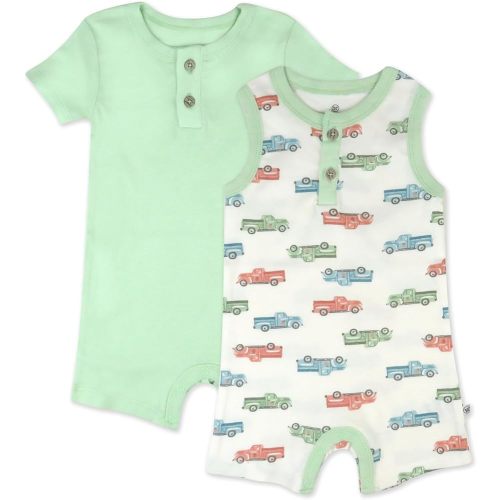 HonestBaby 2 Piece Short Sleeve and Tank Romper, Farm Fleet, 3-6 Months