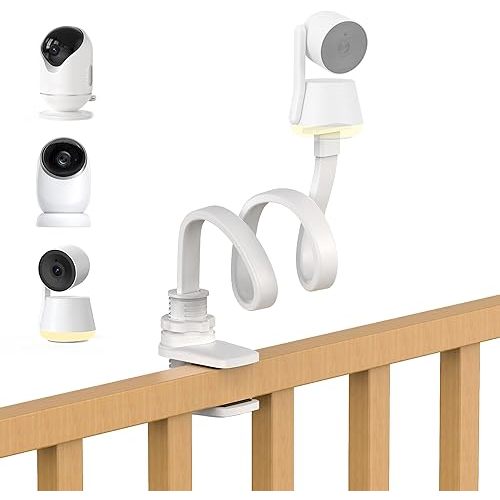 Dr.Care Baby Monitor Mount, Universal Adjustable Baby Camera Holder Clip Mount, Compatible with All Baby Monitor Cameras, Flexible Long Gooseneck Arm for Crib Without Tools