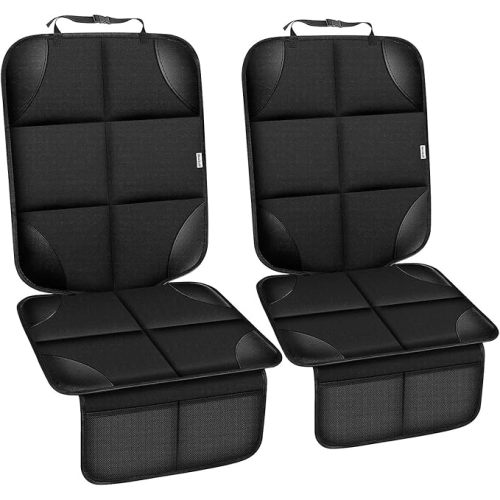 Meolsaek Car Seat Protector for Child Car Seat, Durable 600D Fabric Waterproof Car Seat Cover with Thick Pad Non-Slip Backing (No Imprints) (2 pcs -Black)