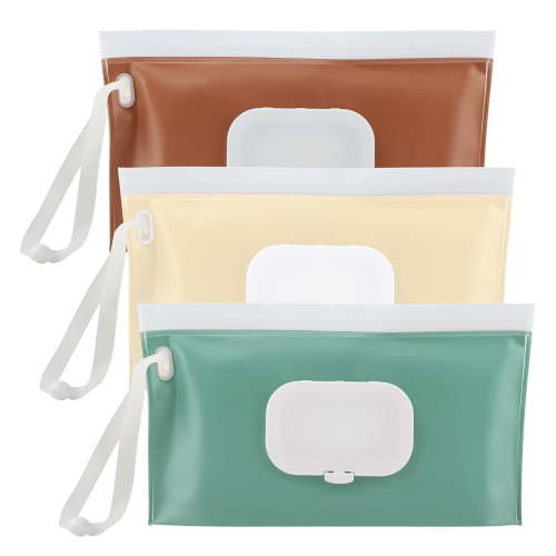 3Pcs Wipe Dispenser Refillable Baby Wipes Container for Travel Portable Wet Wipe Dispenser Bag Travel Baby Wipes Container Wet Wipe Carrying Case Holder for Diaper Bag