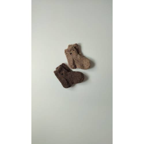Hand Knit Alpaca Baby Socks: Bear Outfit, Newborn Gift
