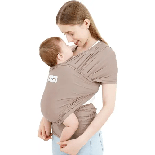 Acrabros Baby Wrap Carrier,Hands Free Baby Carrier Sling,Lightweight,Breathable,Softness,Perfect for Newborn Infants and Babies Shower Gift,Dark Cappuccino
