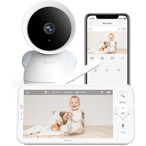 Arenti 3MP Baby Monitor D3 Kit, WiFi 6 Camera with 5" Wireless Display
