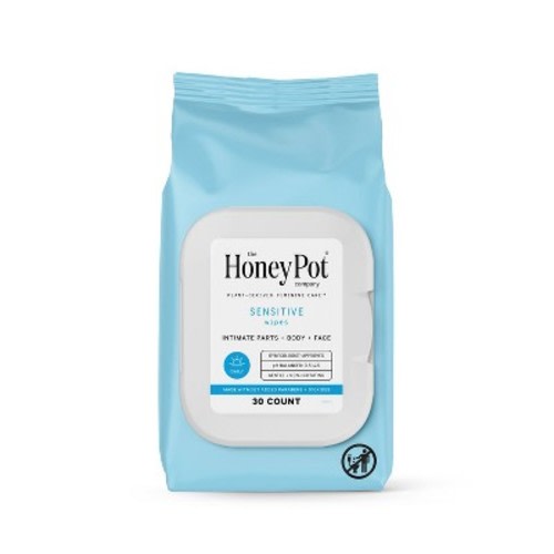 The Honey Pot Company, Sensitive Daily Feminine Cleansing Wipes, Intimate Parts, Body or Face - 30ct