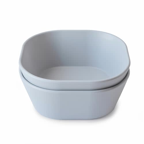 mushie Square Dinnerware Bowls for Kids | Made in Denmark, Set of 2 (Cloud)