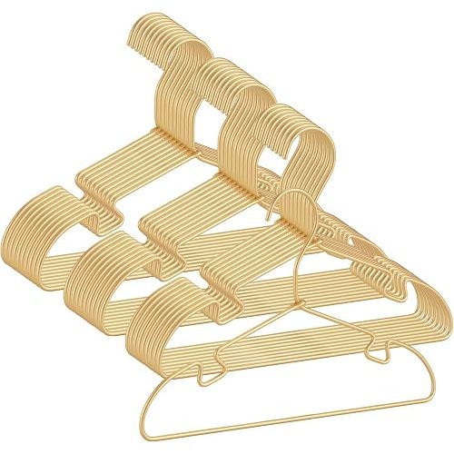 30 Pack Baby Hangers - 12.6 Inch Aluminum Non-Slip Kids Hangers for Nursery Child Clothing, Small Children, for Pants Coats Skirts (Gold)