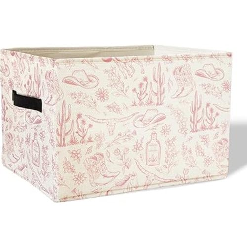 Western Cowgirls Storage Basket Organizer Bins With Handles,Western Nursery Organizing Decorative Storage Basket for Home,Collapsible Closet Shelf Cloth Organizer Basket for Bedroom Bathroom