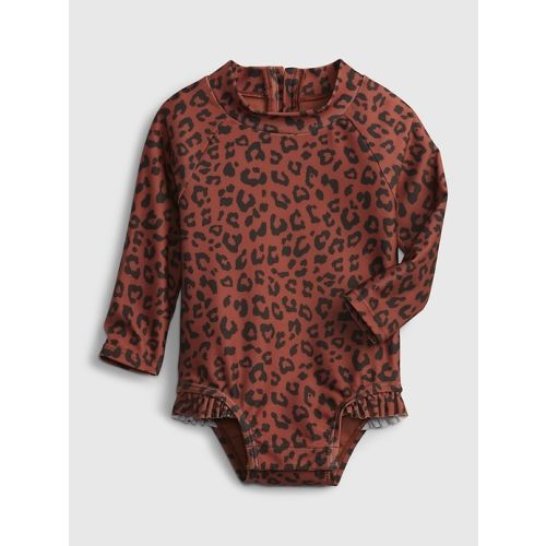 Baby Leopard Print Swim One-Piece in saddle, size: 0-6 M