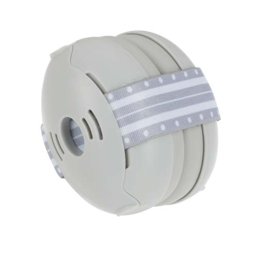 Nuby Soft Sounds Earmuffs for Babies, Adjustable Gray Ear Protection with Cloth Strap and Travel Bag