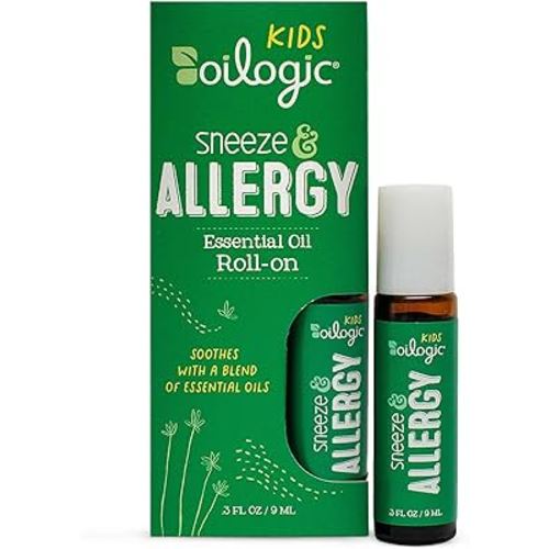 Oilogic Roll-On Essential Oils for Kids - Gentle Essential Oil Blends Soothe & Support Sneeze & Allergy - Safe for Children, Pediatrician-Tested, Mess-Free Application for Kids & Toddlers, 0.3 Fl Oz