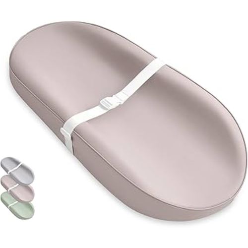 Blissful Diary Vegan Leather Baby Changing Pad with Waterproof & Wipe-Clean PU Cover, Avocado Size Cozy Diaper Changing Pad for Dresser and Table, Taupe