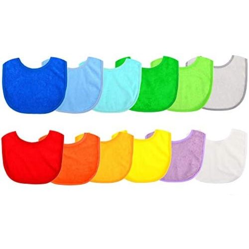 Youngever 12 Baby Bibs, Stay Dry Soft Waterproof Baby Terry Bibs for 3 To 12 Months