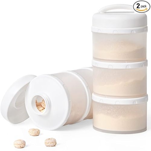 Termichy Stackable Formula Dispenser Portable Milk Powder Container, 2 Pack, White