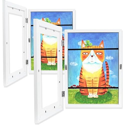MammyGol 2-Pack Kids Art Frames in White, Picture Frame Displays 8.5x11 without Mat, Front Opening Kids Artwork Frames Changeable, Storage Frame for Wall Tabletop, Holds 50-150 Pcs