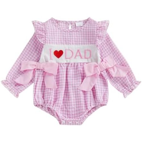 My First Valentines Day Baby Girl Outfit Love Heart Smocked Bubble Romper Onesie Newborn Baby Valentines Clothes