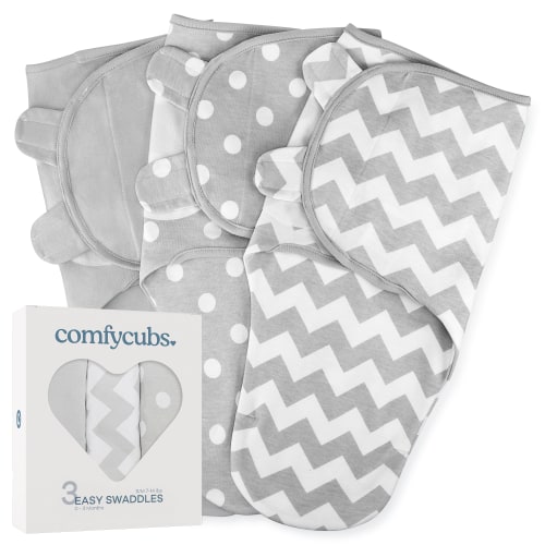 Easy Swaddle Blankets in Grey, Pack of 3 – Comfy Cubs