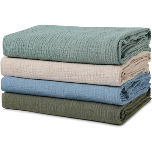 GLLQUEN BABY Muslin Swaddle Blankets for Boys and Girls, 4-Pack Baby Blankets for Girl Boy, Newborn Receiving Blanket, Baby Swaddle Blanket Unisex, Baby Essentials, Registry & Gift, 40 x 38 inches