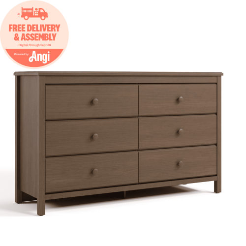 Storkcraft Alpine 6 Drawer Nursery Double Dresser, Hazelnut