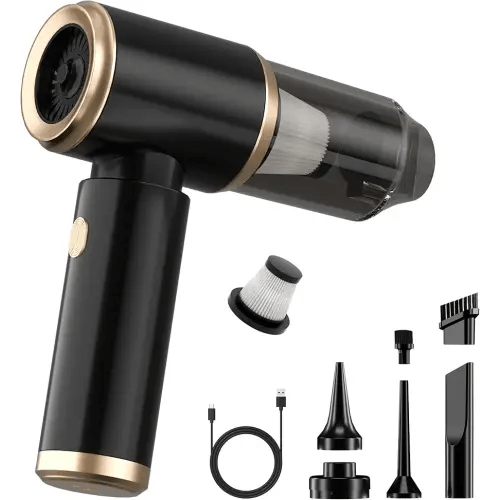 Cozylady Handheld Car Vacuum Portable Cordless, 24000PA High Power 4 in 1 Vacuum Cleaner & Air Duster & Air Blower with 4000mAh Brushless Motor and Multi-Nozzles for Car, Home, Office, Camping, Pet