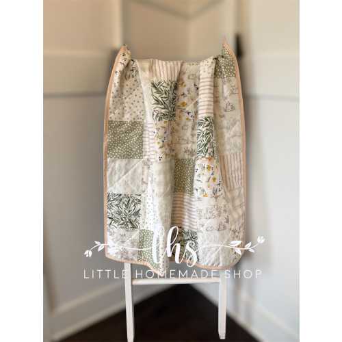 Soft Wildflowers / Garden Baby / Toddler quilt / blush and sage / watercolor  / woodland