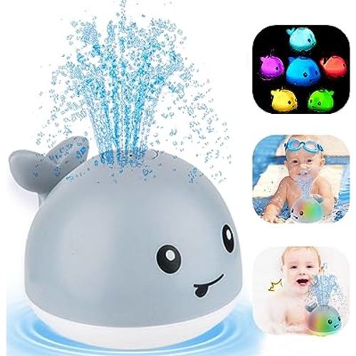 ZHENDUO Baby Bath Toys, Light Up Bath Toys, Sprinkler Bathtub Toys for Toddlers Infant Kids Boys, Automatic Spray Water Bath Toy, Pool Bathroom Baby Toy