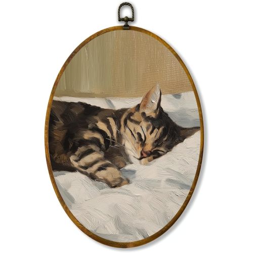 zewepri Sleeping Cat Wall Art, Canvas Print, 8.5 x 11.5 in